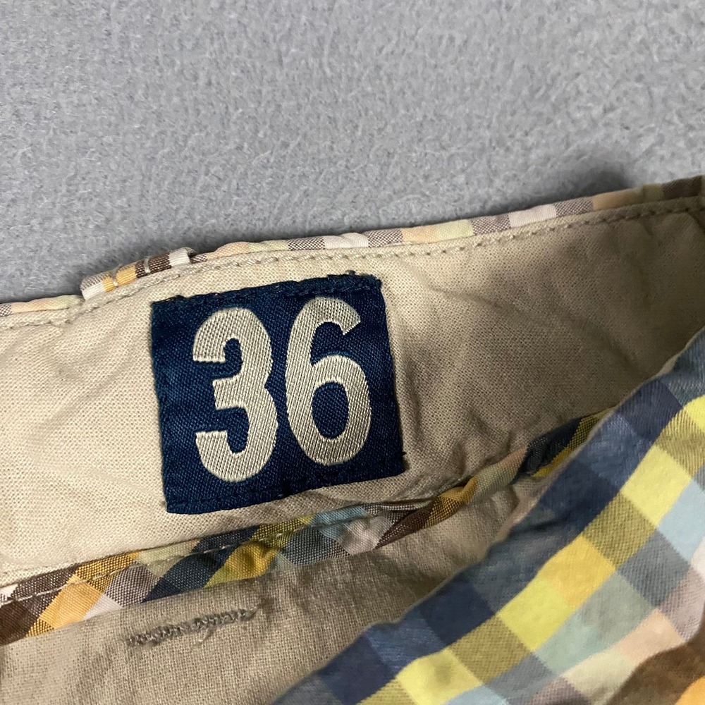 Vintage Old Navy Mens 36 Plaid Shorts Multicolor‎ Gingham Yellow Blue Cotton - Picture 3 of 11